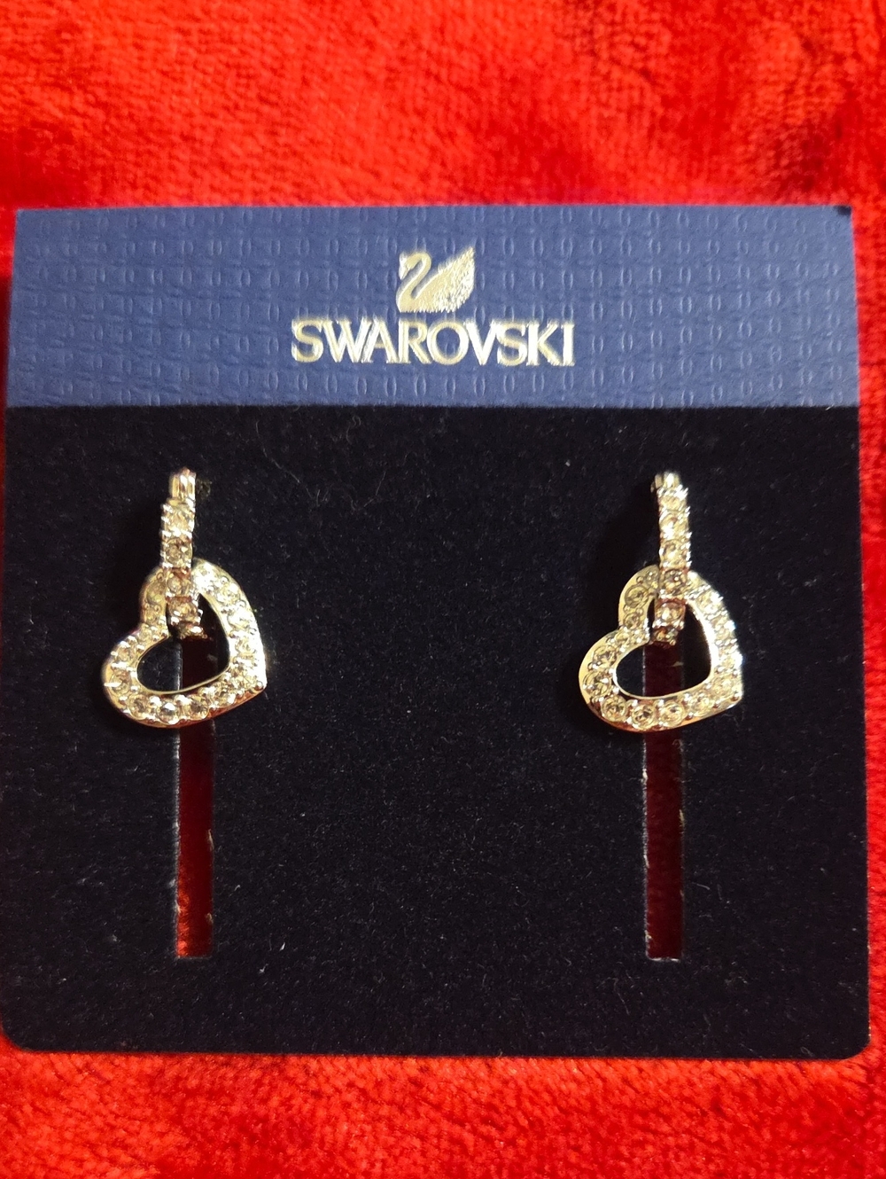 Swarovski Gold Crystal Heart Dangle Earrings